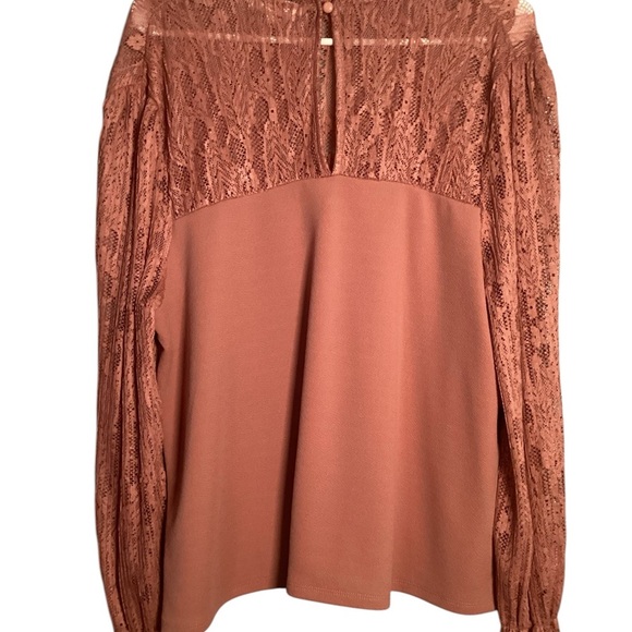 Plus Size, Pink Ruffled Long Sleeve Blouse with Relaxed Fit, Size 1X - Picture 3 of 5